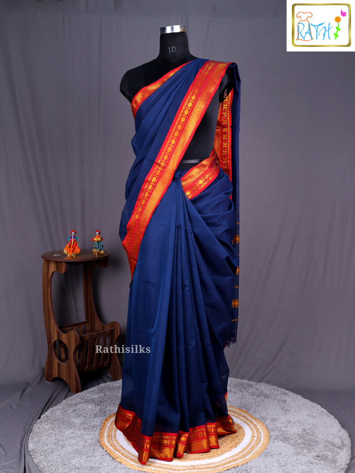 Navy Blue Pure Cotton Saree