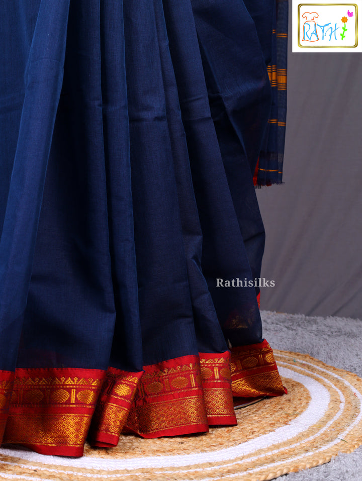Navy Blue Pure Cotton Saree