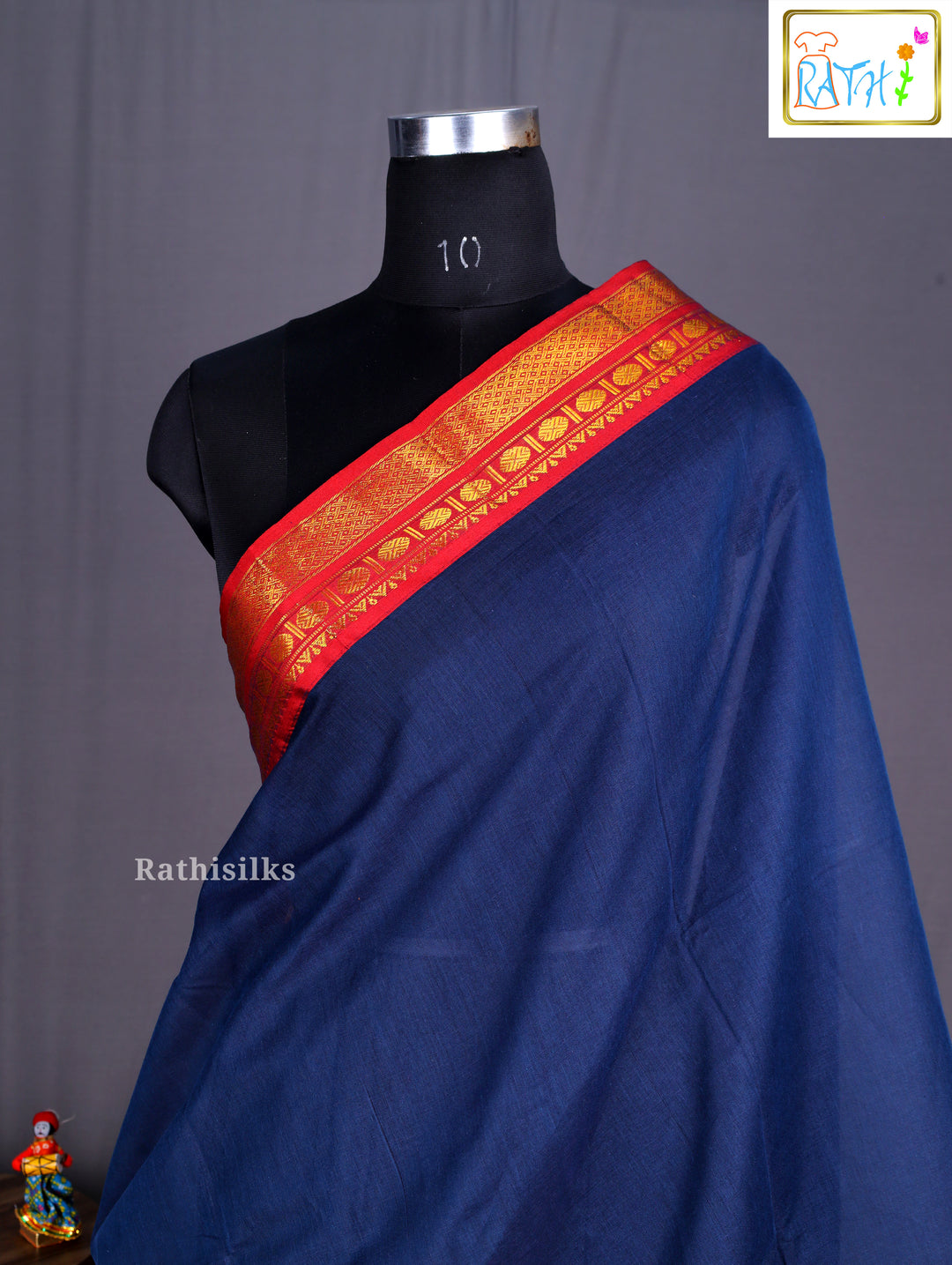 Navy Blue Pure Cotton Saree