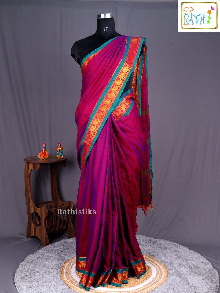 Magenta & Purple Pure Cotton Saree