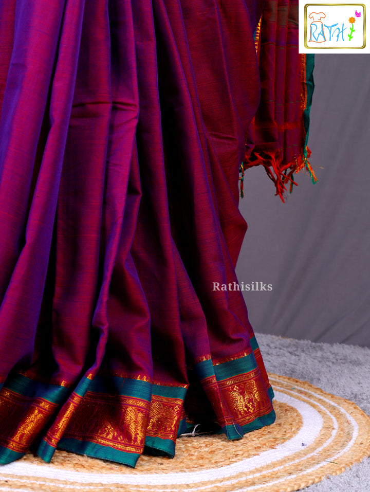 Magenta & Purple Pure Cotton Saree