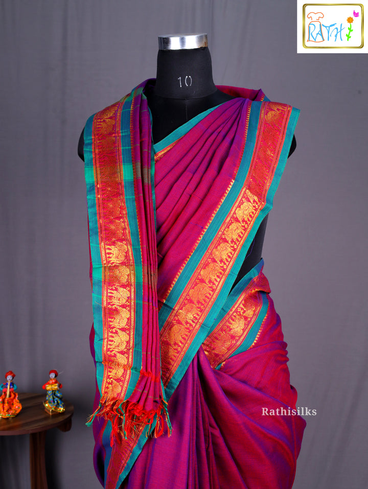 Magenta & Purple Pure Cotton Saree