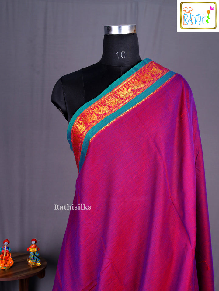 Magenta & Purple Pure Cotton Saree