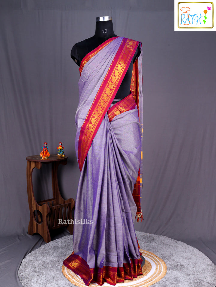 Lavender Pure Cotton Saree