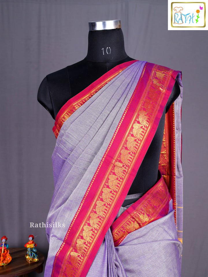 Lavender Pure Cotton Saree