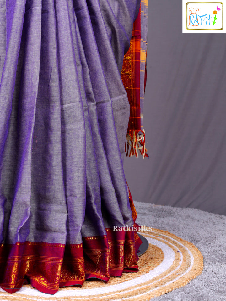 Lavender Pure Cotton Saree