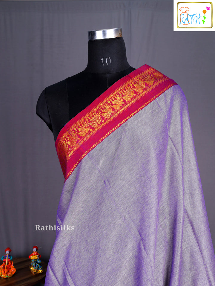 Lavender Pure Cotton Saree