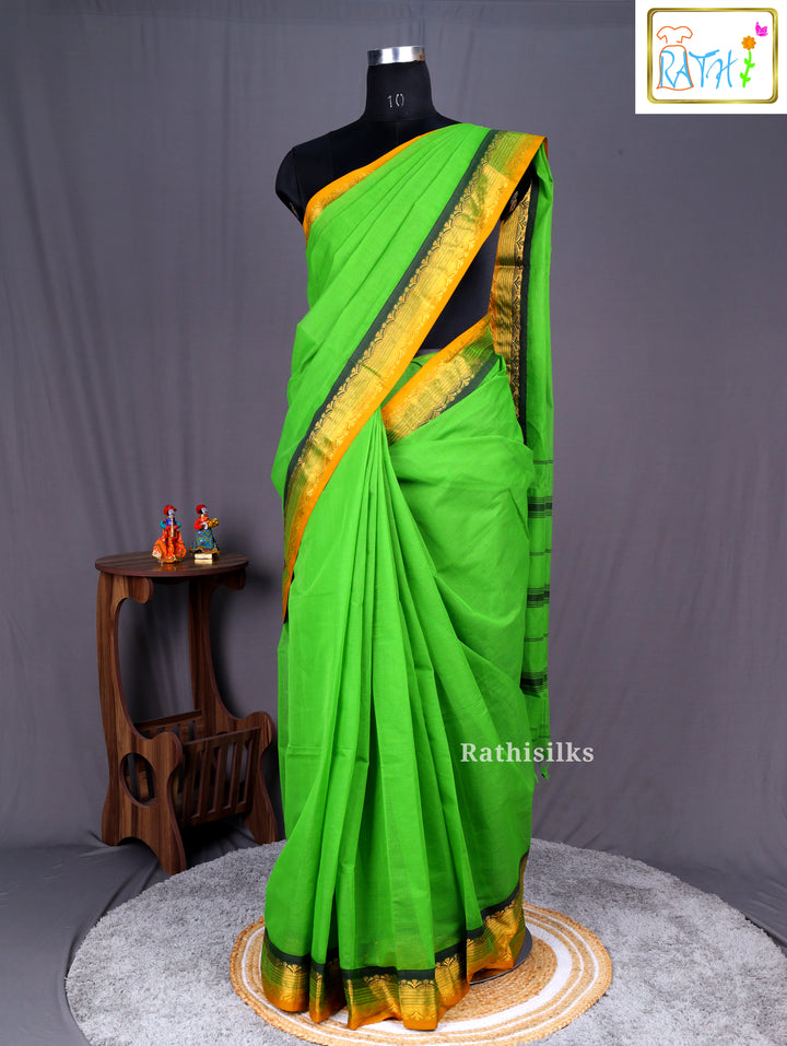 Elegant Green Pure Cotton Saree