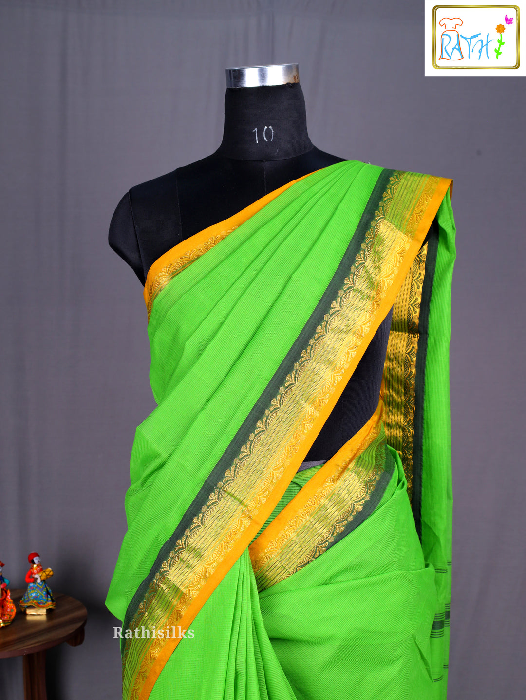 Elegant Green Pure Cotton Saree
