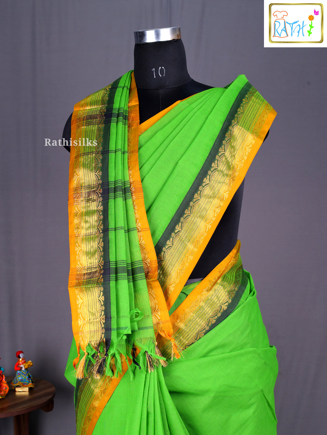 Elegant Green Pure Cotton Saree