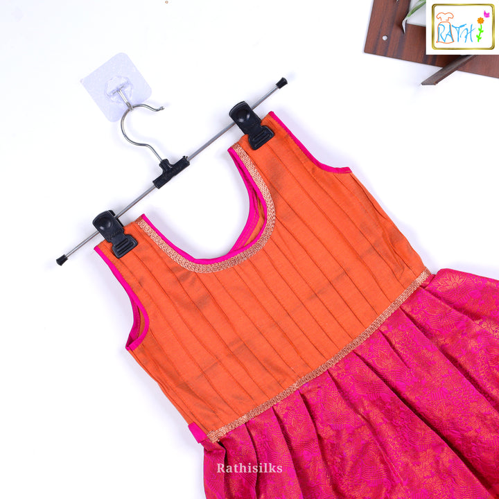 Elegant Peach & Pink Short Frock