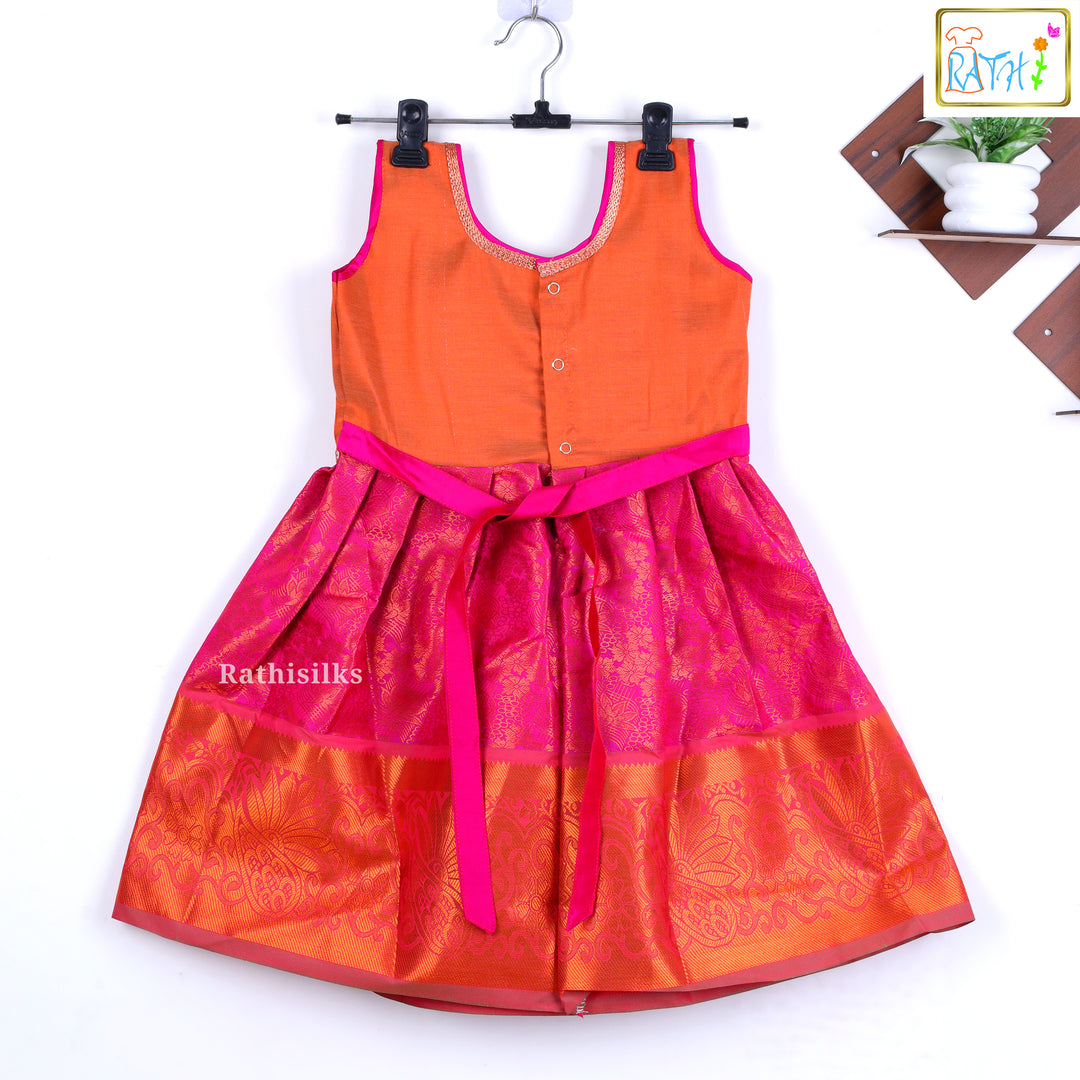 Elegant Peach & Pink Short Frock