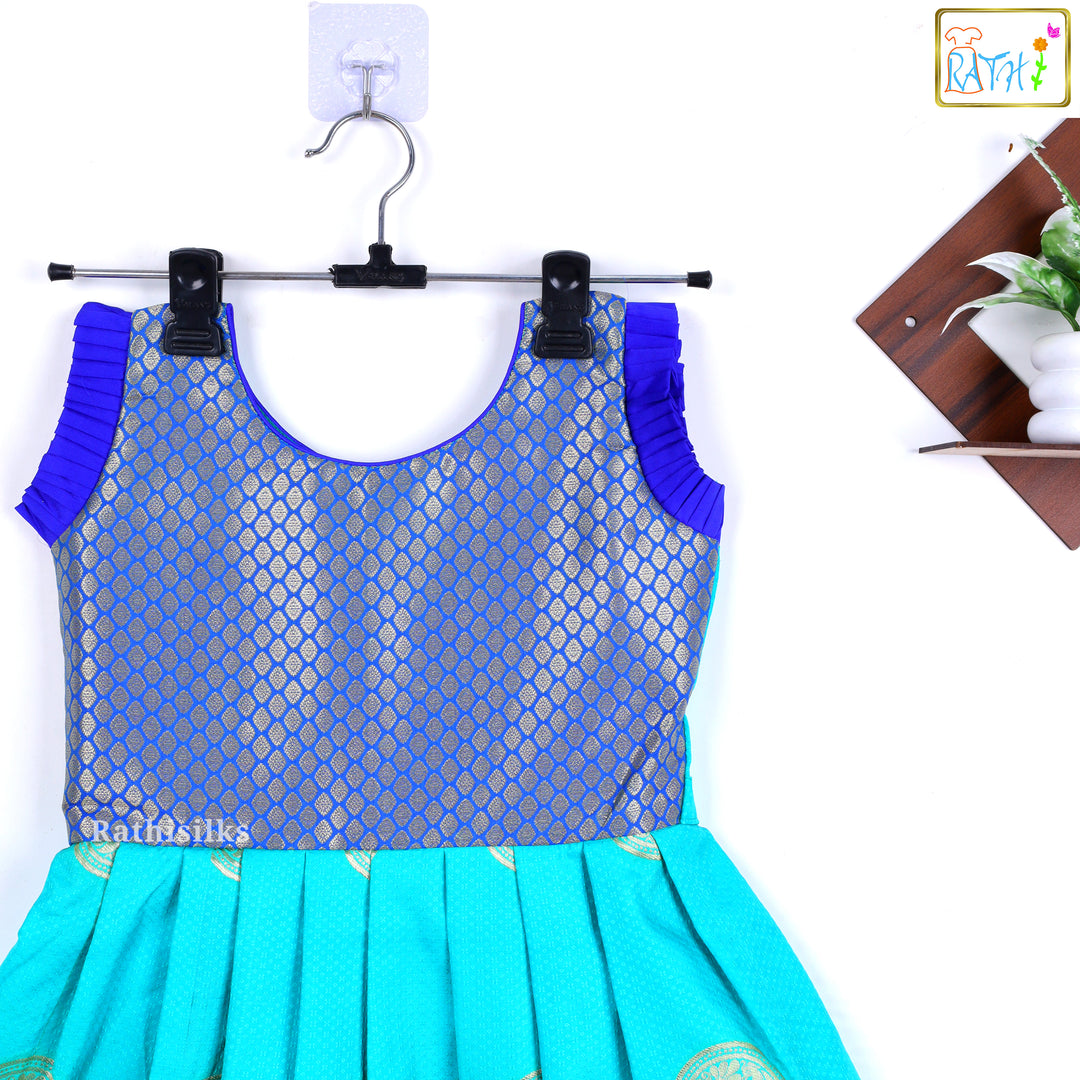 Elegant Blue & Teal Short Frock