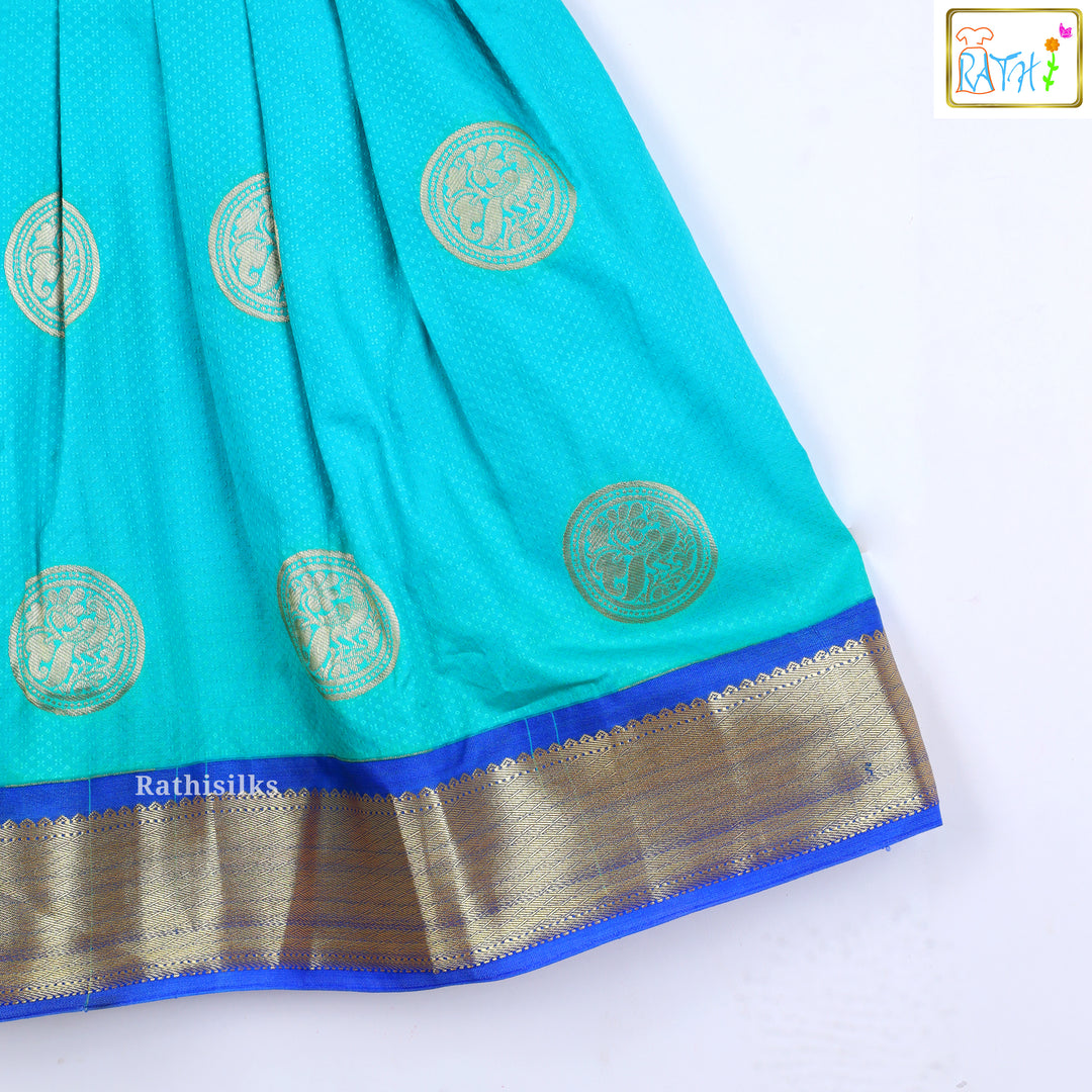 Elegant Blue & Teal Short Frock