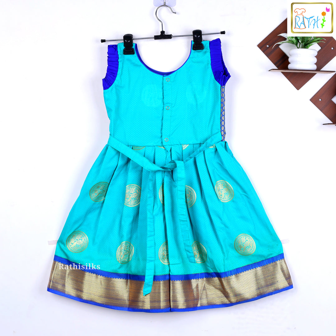 Elegant Blue & Teal Short Frock
