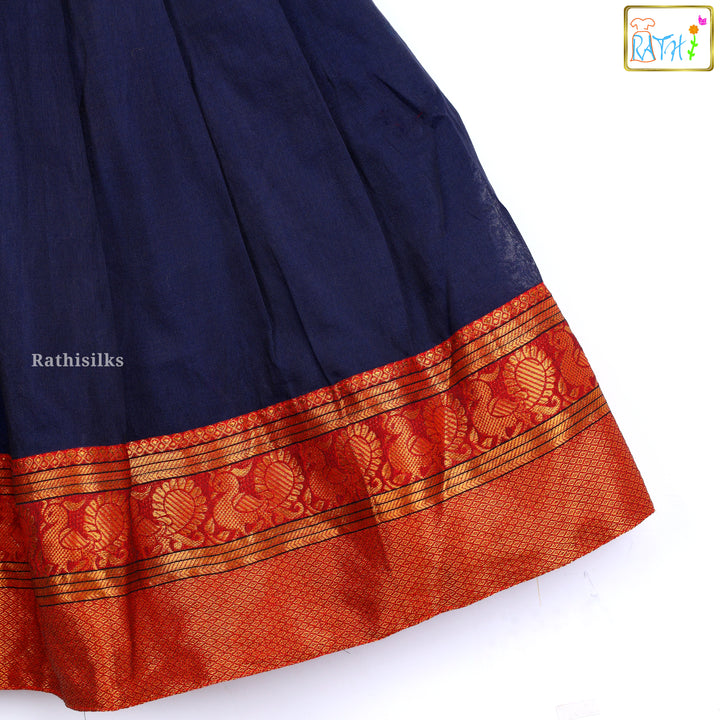 Elegant Cream & Navy Blue Party Frock