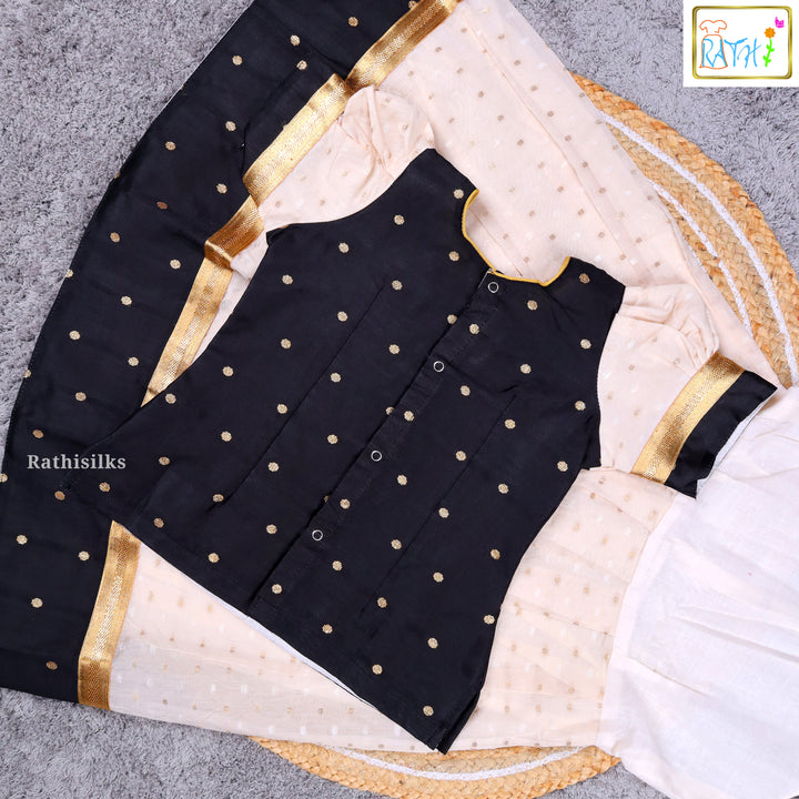 Traditional Cream & Black Pavadai Sattai