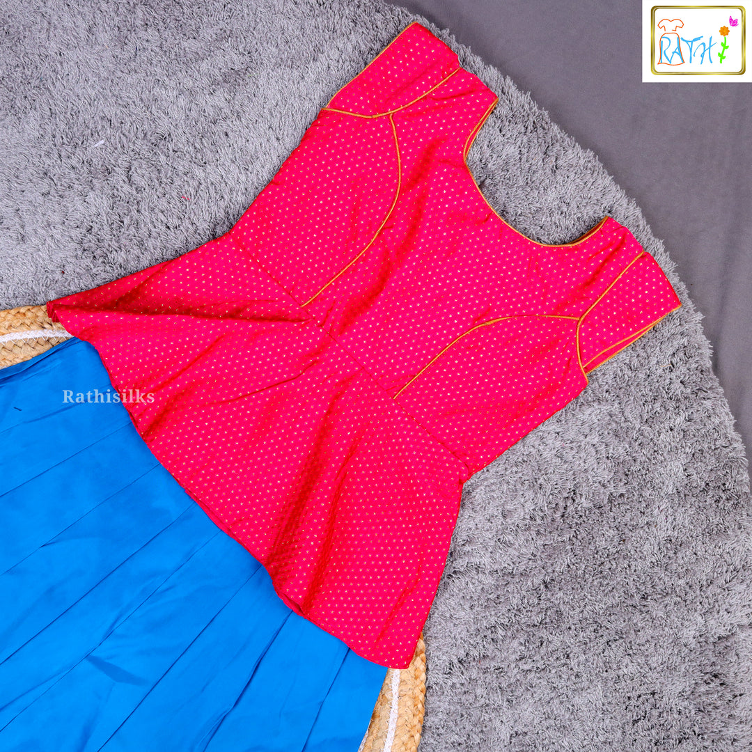 Traditional Pink & Blue Pavadai Sattai