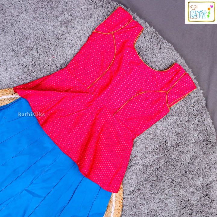 Traditional Pink & Blue Pavadai Sattai