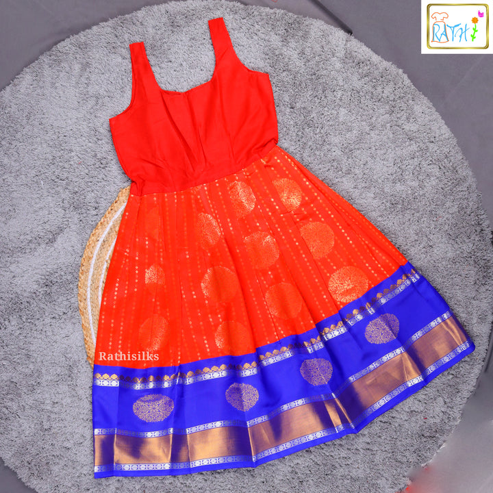 Traditional Orange & Blue Pavadai Sattai