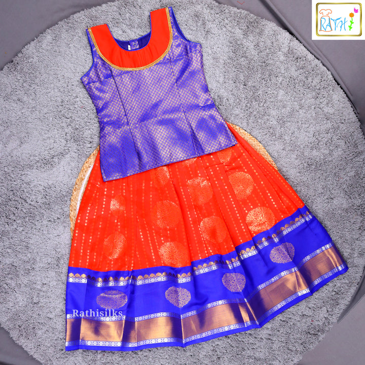 Traditional Orange & Blue Pavadai Sattai