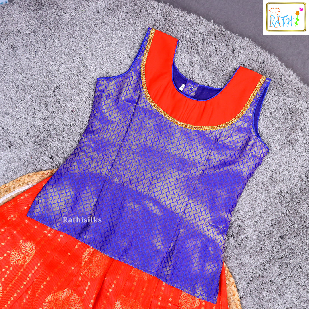 Traditional Orange & Blue Pavadai Sattai