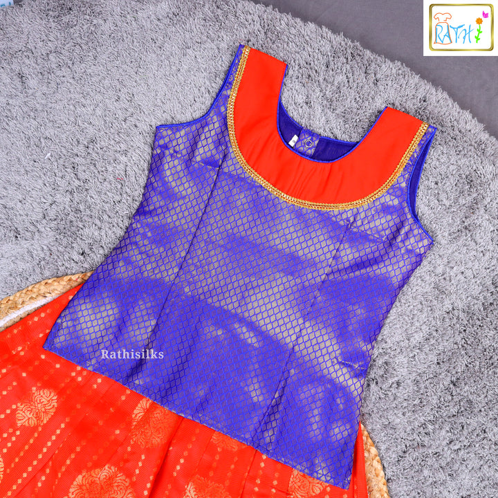 Traditional Orange & Blue Pavadai Sattai