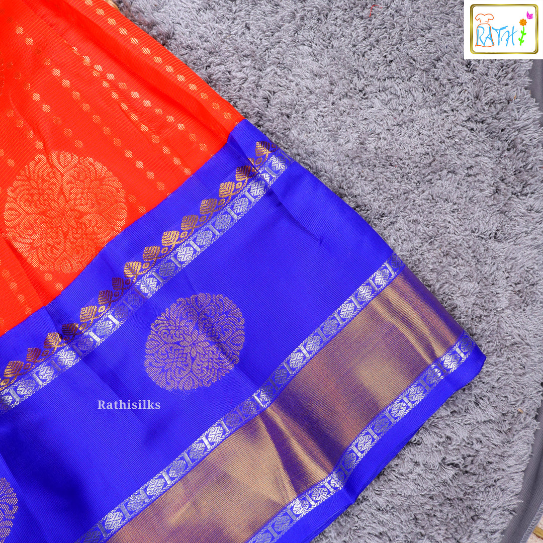 Traditional Orange & Blue Pavadai Sattai