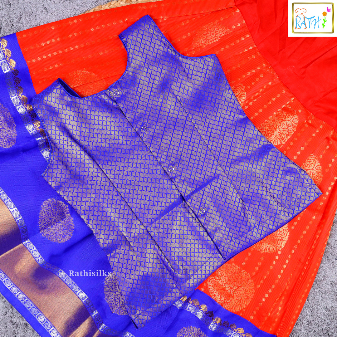 Traditional Orange & Blue Pavadai Sattai