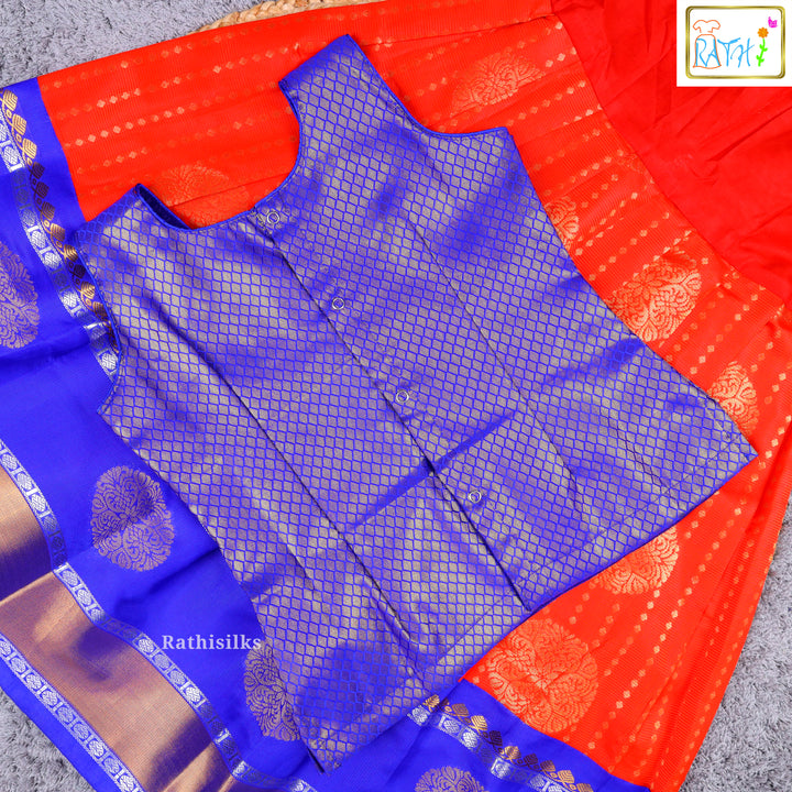 Traditional Orange & Blue Pavadai Sattai