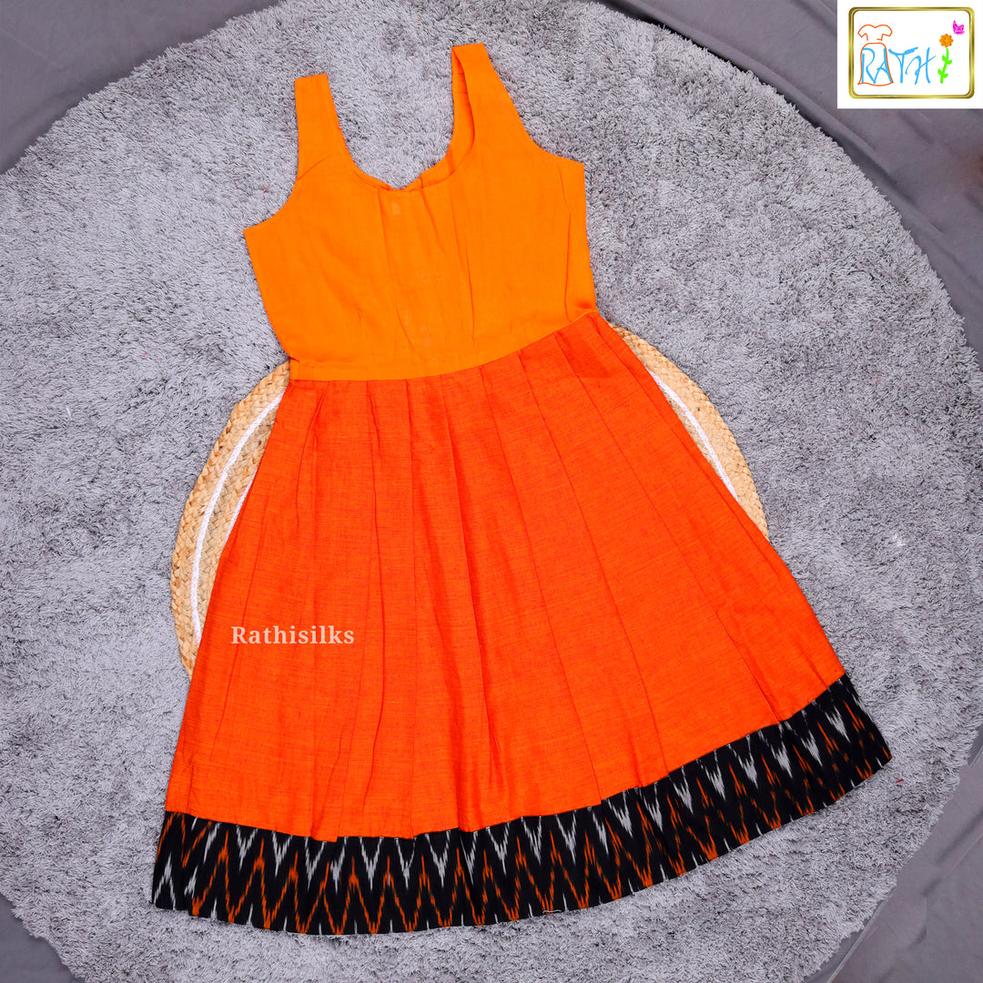 Traditional Ikat Black & Orange Pavadai Sattai