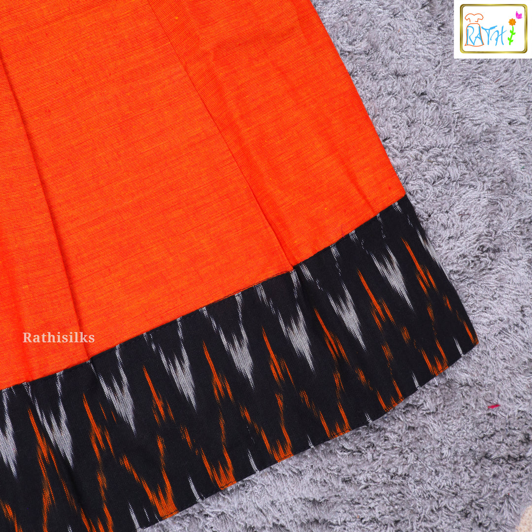 Traditional Ikat Black & Orange Pavadai Sattai