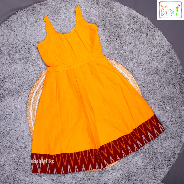 Traditional Maroon & Yellow Ikat Pavadai Sattai