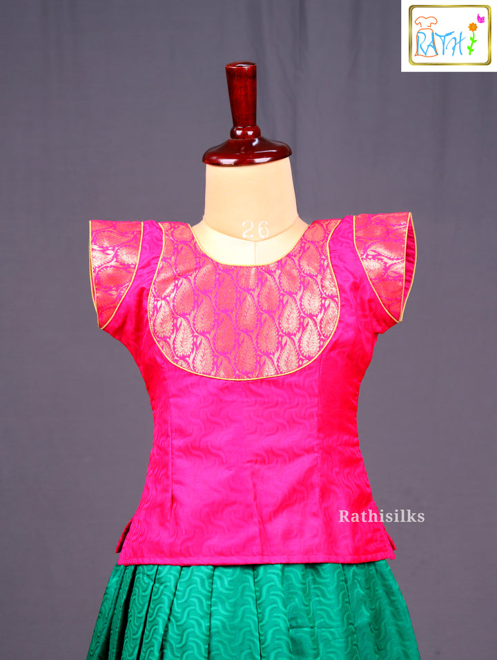 Pink & Green Art Silk Pavadai Sattai