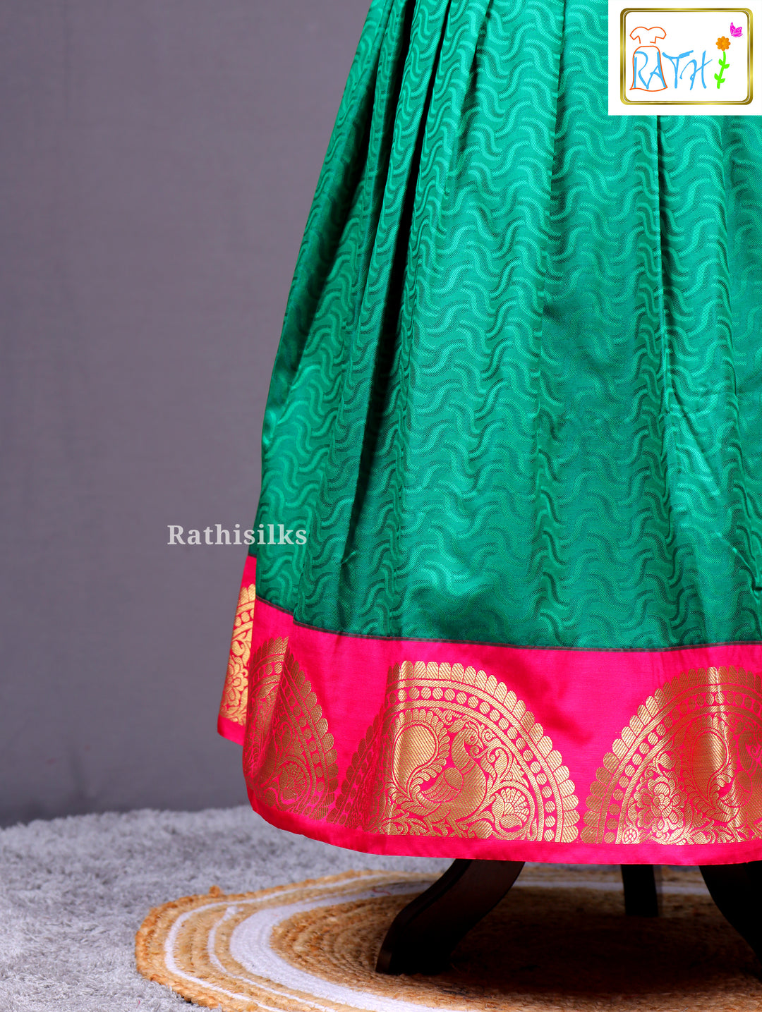 Pink & Green Art Silk Pavadai Sattai