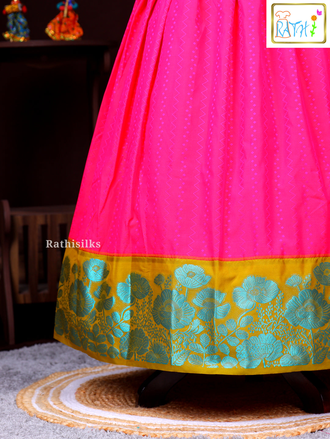 Elegant Pink & Green Pavadai Sattai