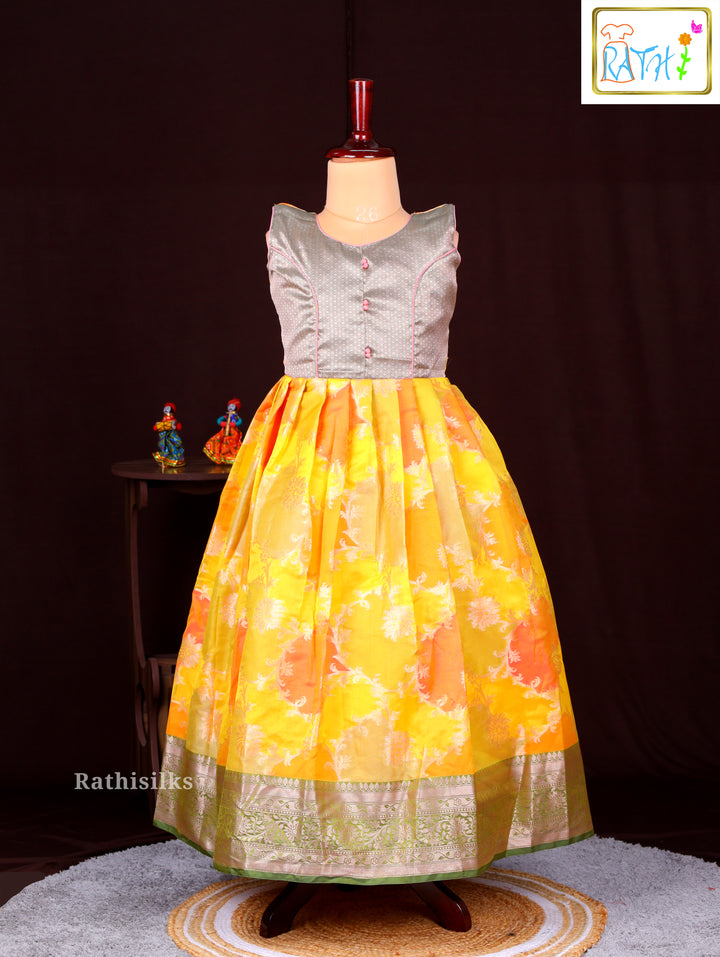 Yellow & Pink Floral Frock
