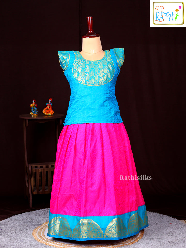 Vibrant Pink & Blue Pavadai Sattai