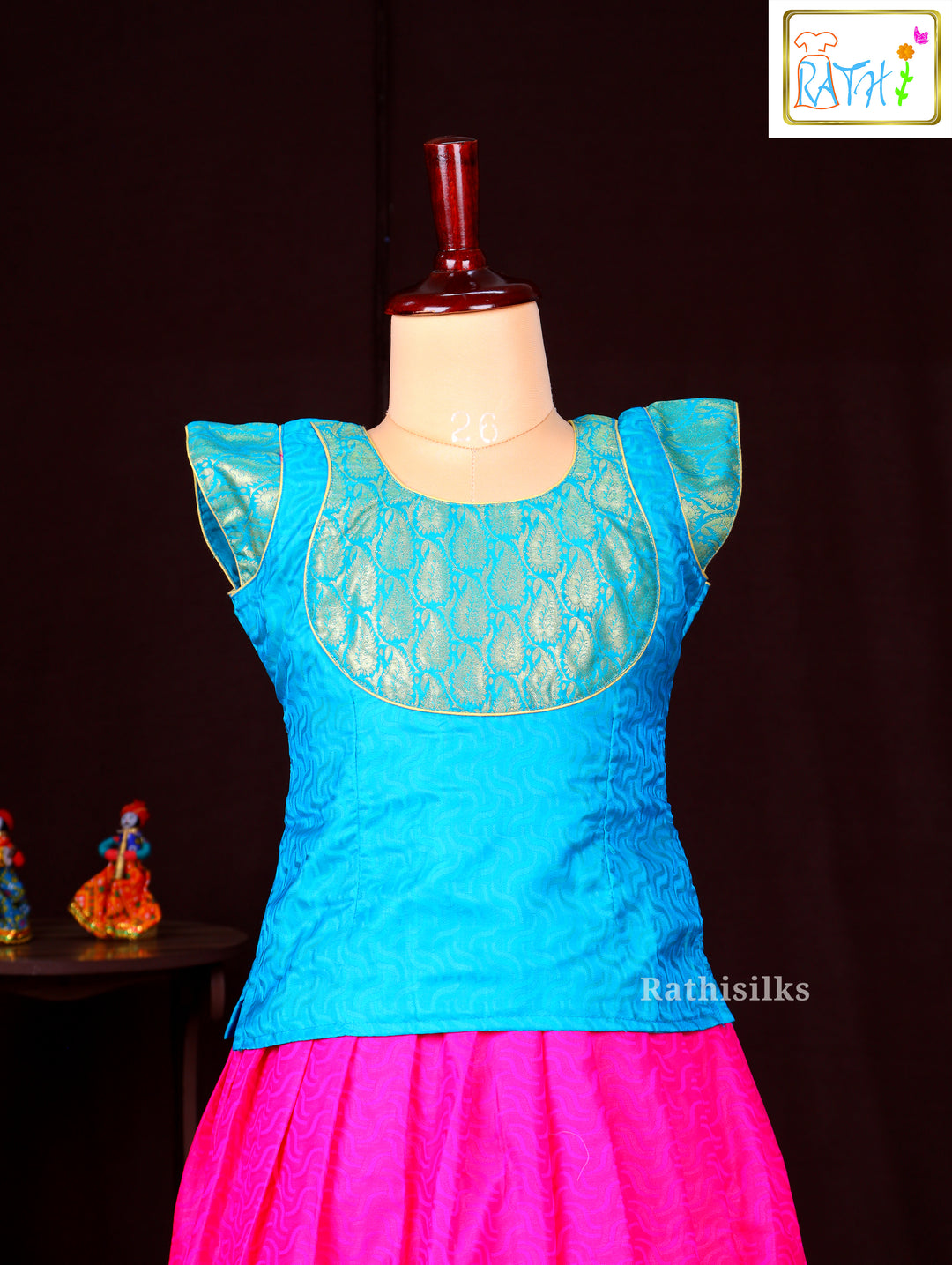 Vibrant Pink & Blue Pavadai Sattai
