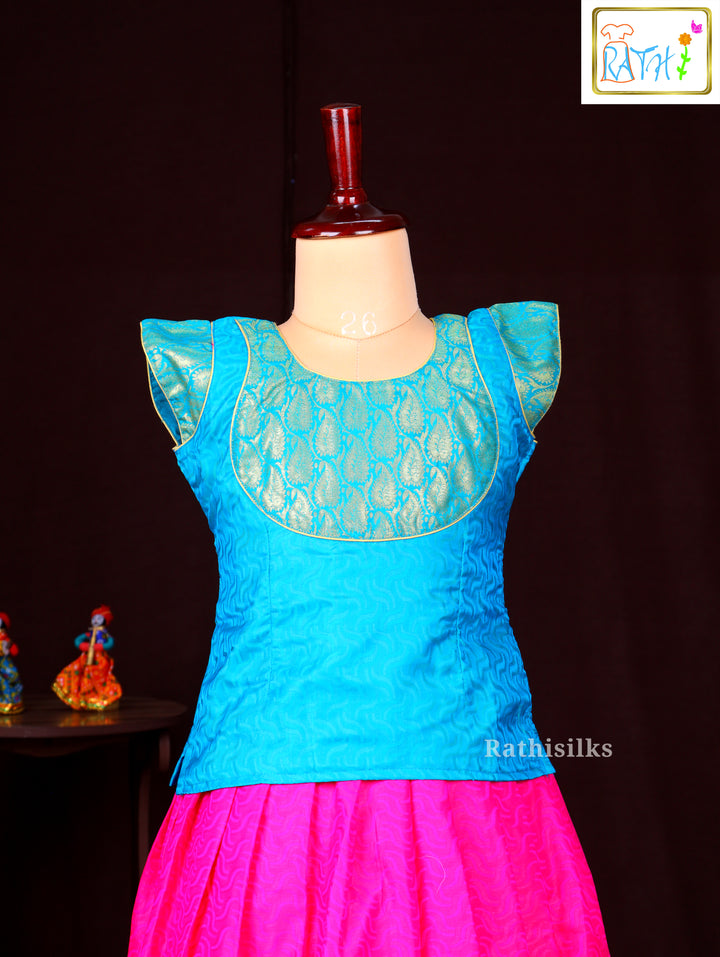 Vibrant Pink & Blue Pavadai Sattai