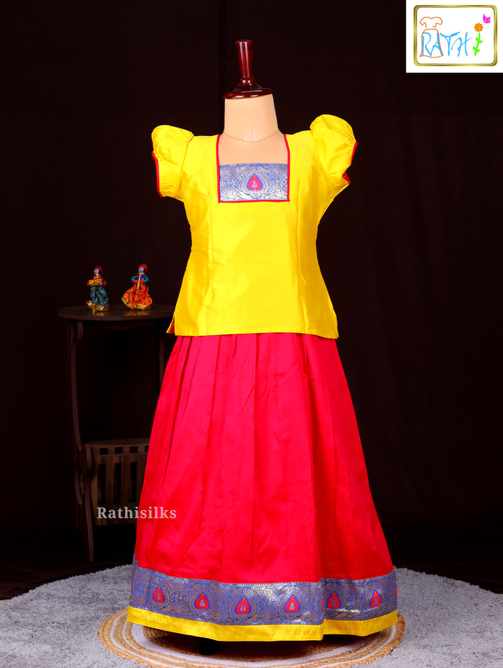 Vibrant Yellow & Pink Pavadai Sattai