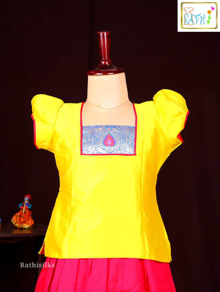 Vibrant Yellow & Pink Pavadai Sattai