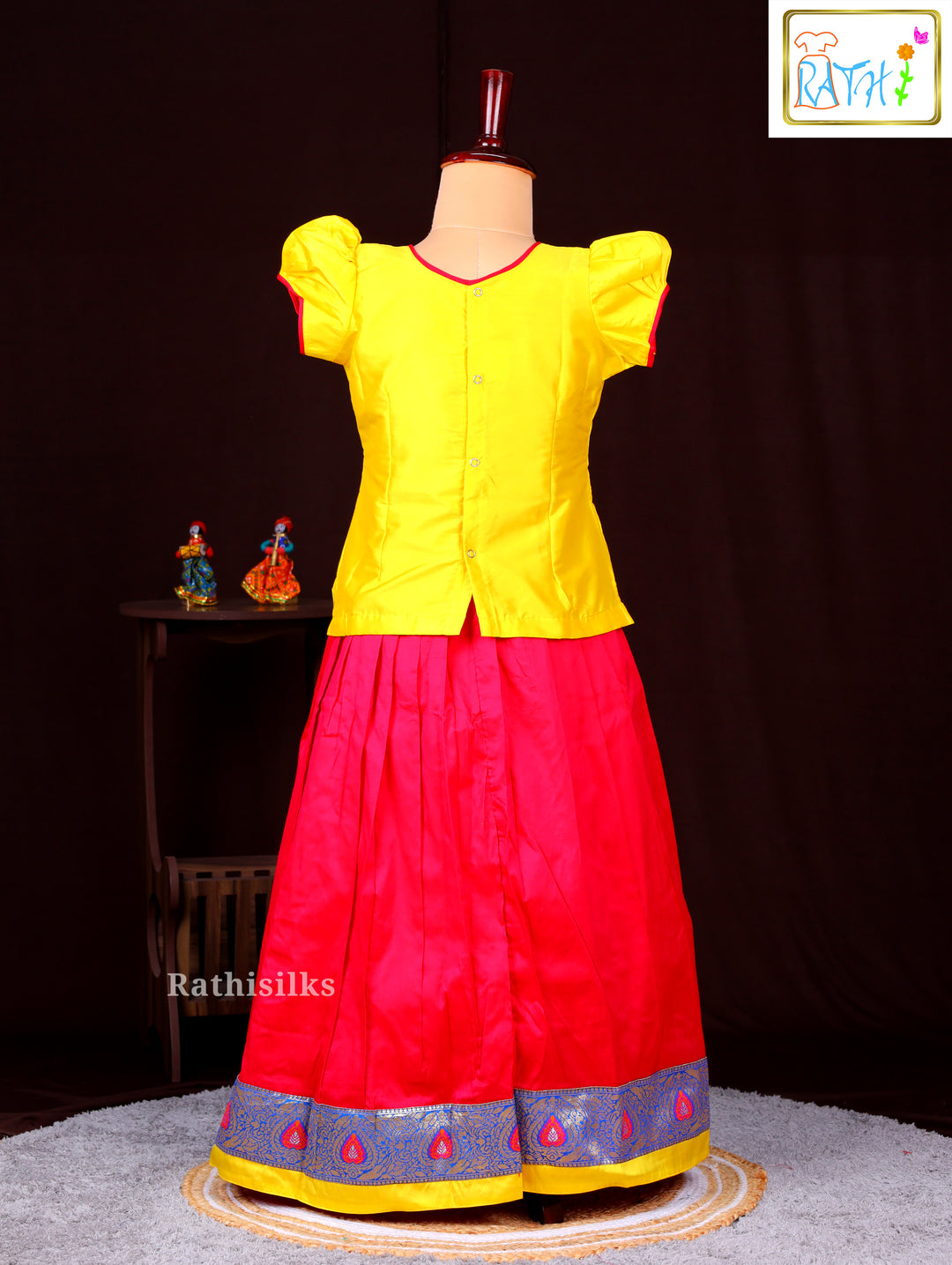 Vibrant Yellow & Pink Pavadai Sattai