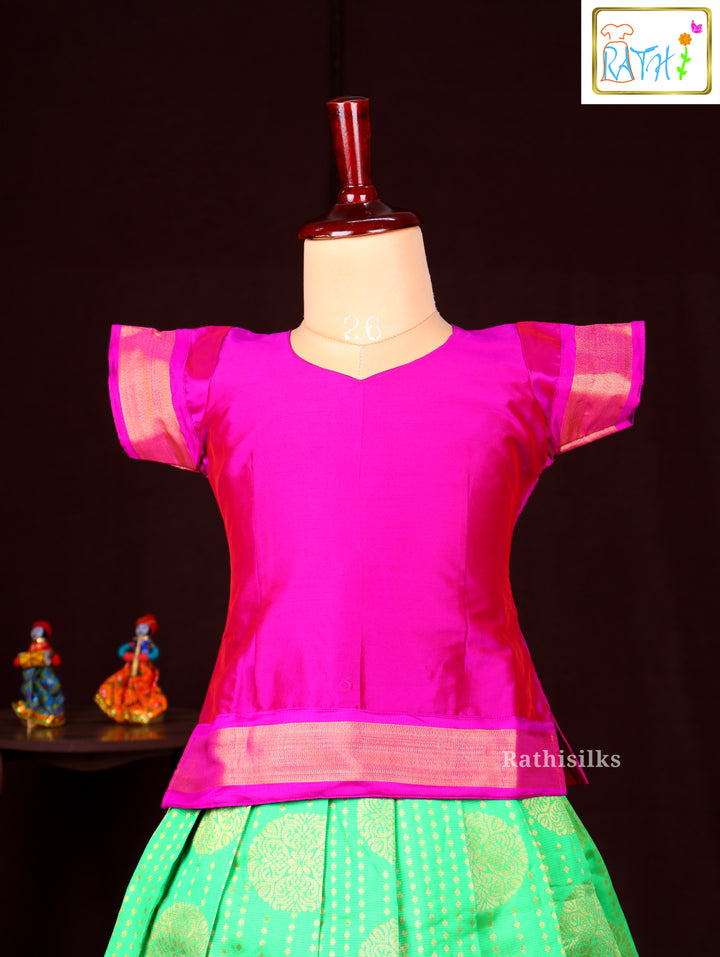 Vibrant Pink & Green Pavadai Sattai