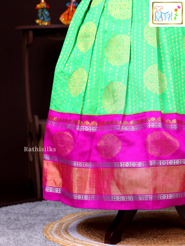Vibrant Pink & Green Pavadai Sattai