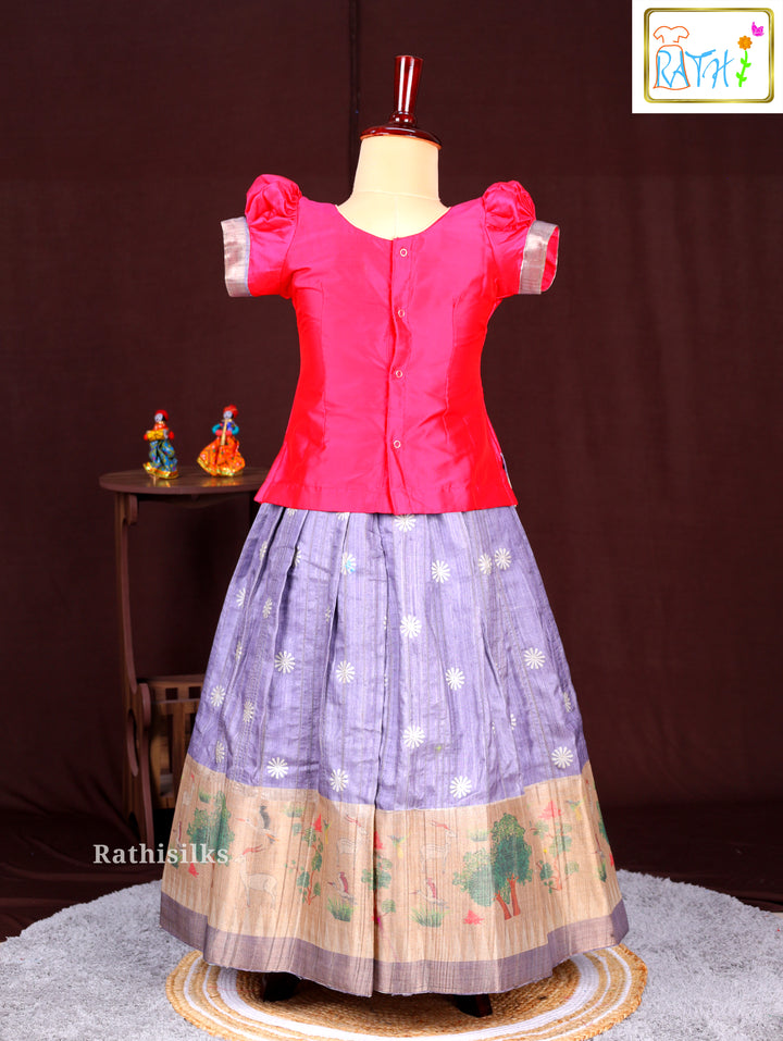 Traditional Pink & Purple Pavadai Sattai