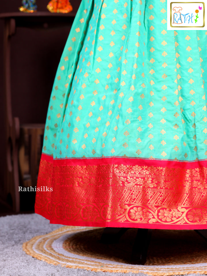 Traditional Pink & Green Art Silk Pavadai Sattai