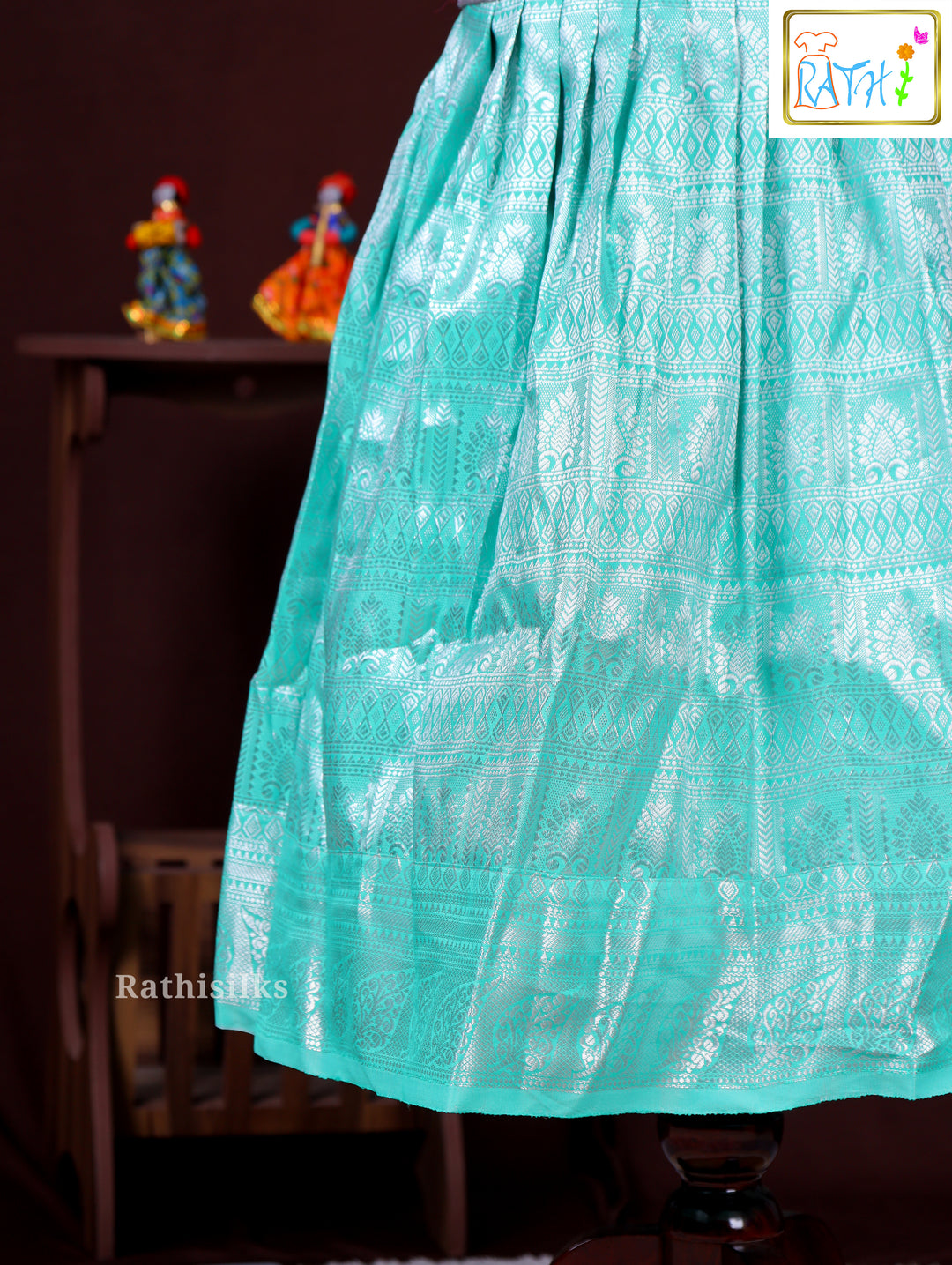 Girls’ Pink & Sea Green Art Silk Frock