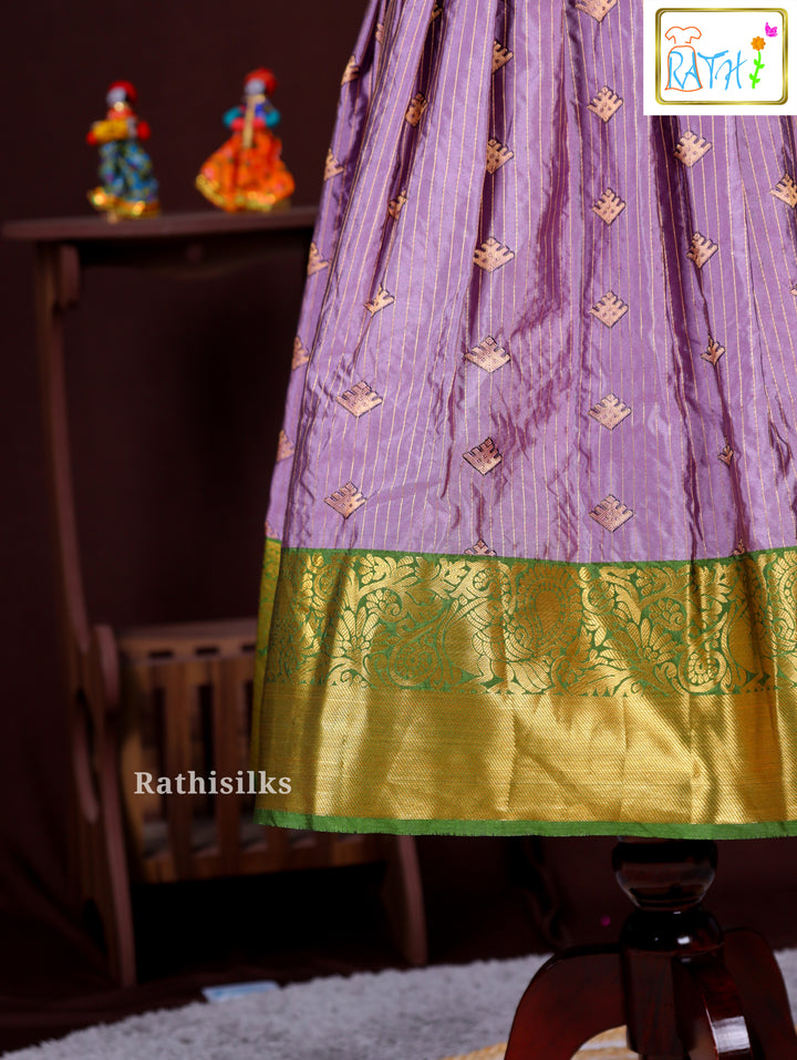 Girls’ Green & Lavender Art Silk Frock