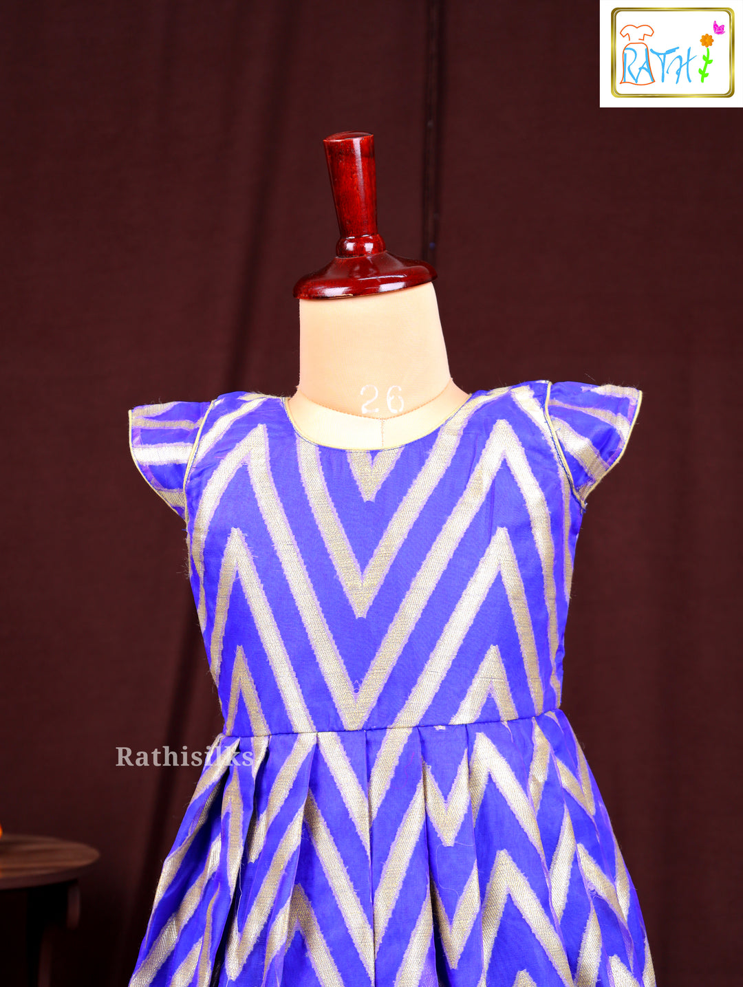 Blue and Silver Chevron Print Frock